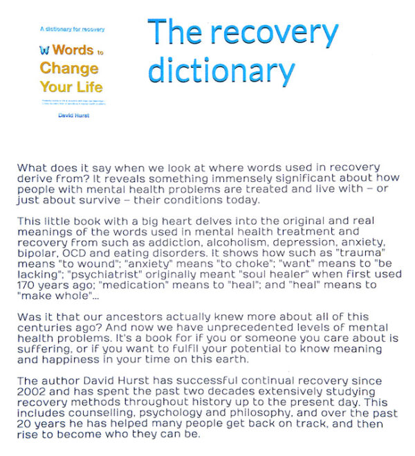 Self-help recovery book Recovery dictionary Twelve Steps 12 Steps book recovery mental health addiction depression alcoholism anxiety
