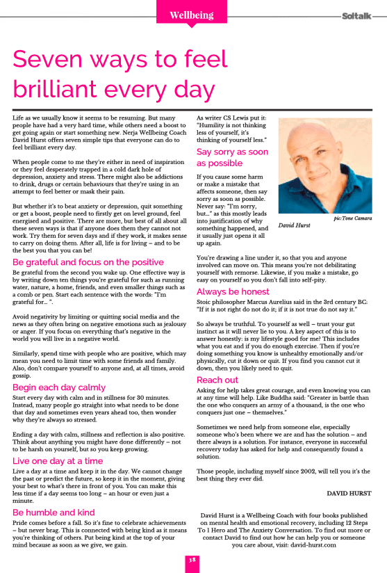 David Hurst Wellbeing Coach counselling therapy article